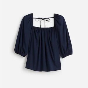 Madewell Puff Sleeve Babydoll Blouse - Navy Blue